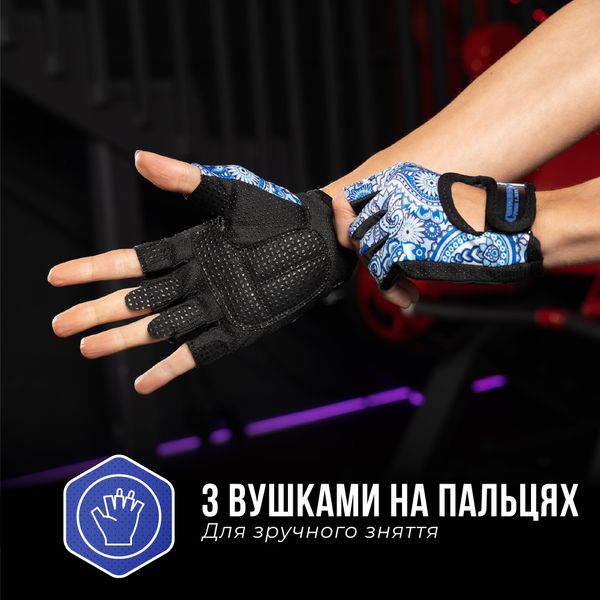 Жіночі рукавички для фітнесу Contraband Pink Label 5387 Paisley Print Gloves (Блакитний XS) 5387-Blue-XS фото