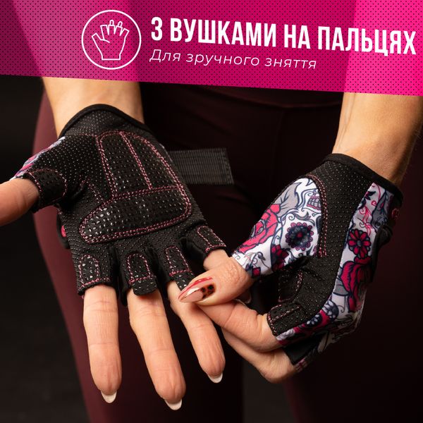 Жіночі рукавички для фітнесу Contraband Pink Label 5237 Sugar Skull Gloves (Рожевий M) 5237-Pink-M фото