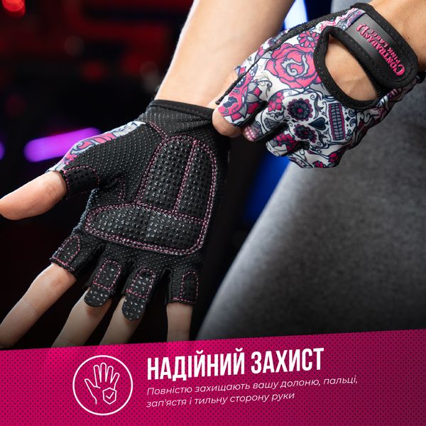 Женские перчатки для фитнеса Contraband Pink Label 5237 Sugar Skull Gloves 5237-Pink-M фото