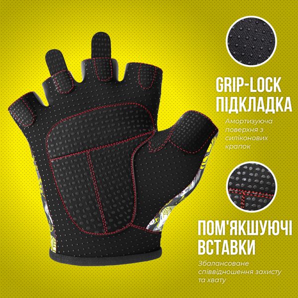 Жіночі рукавички для фітнесу Contraband Pink Label 5237 Sugar Skull Gloves (Жовтий XS) 5237-Yellow-XS фото