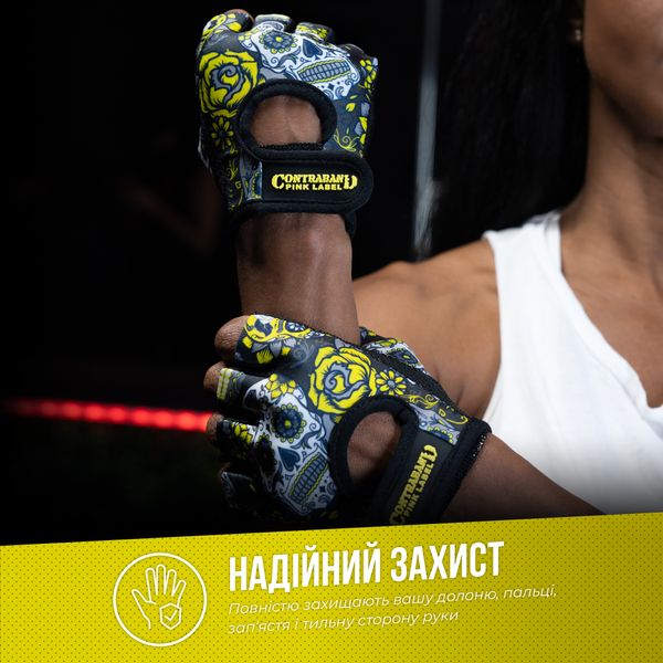 Жіночі рукавички для фітнесу Contraband Pink Label 5237 Sugar Skull Gloves (Жовтий XS) 5237-Yellow-XS фото