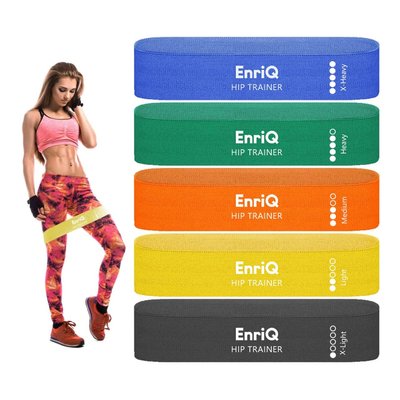 Набір тканинних еспандерів для фітнесу EnriQ Hip Bands (5 шт, сумка для зберігання) EnQ_5 фото