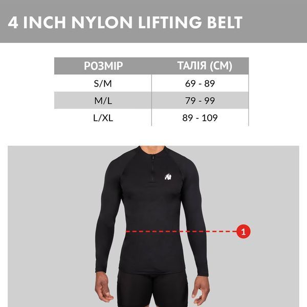 Пояс для важкої атлетики Gorilla Wear 4-Inch Nylon Lifting Belt чорно-золотий M/L (79-99 см) gw_9913992212 фото