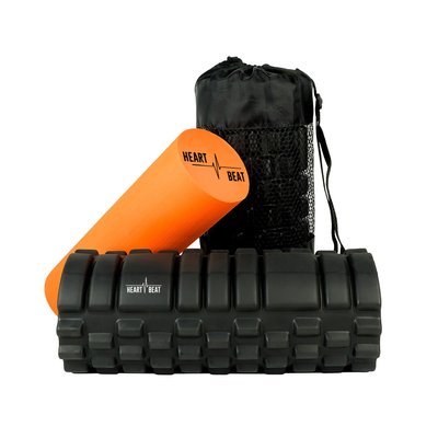 Массажный ролик (роллер, валик) HeartBeat 2-в-1 Foam Roller Black/Orange (33х14 см) hbeat_roller_or фото