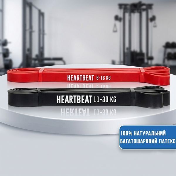 Набір латексних резинок для тренувань HeartBeat (2 шт, 6-16 кг та 11-30 кг) hbeat_set2 фото