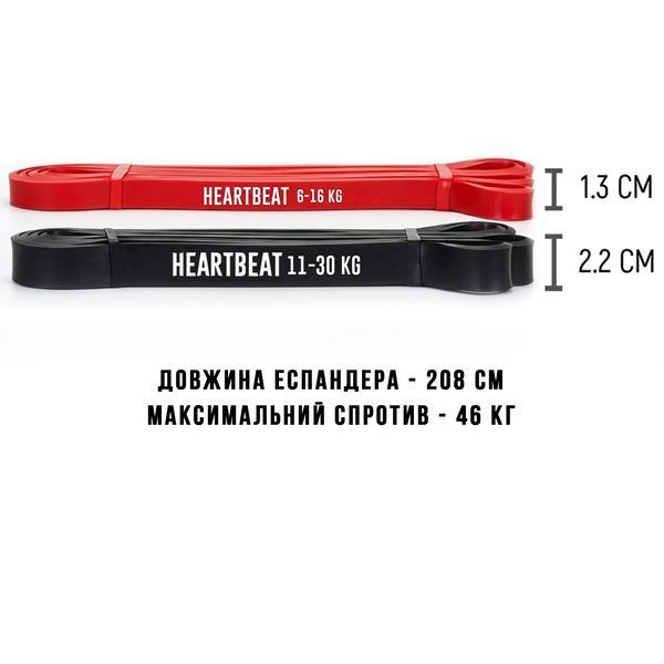 Набір латексних резинок для тренувань HeartBeat (2 шт, 6-16 кг та 11-30 кг) hbeat_set2 фото