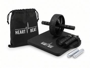 Набір для фітнесу вдома HeartBeat (ролик для преса з килимком та скакалка з обважнювачем) hbeat-homeset фото