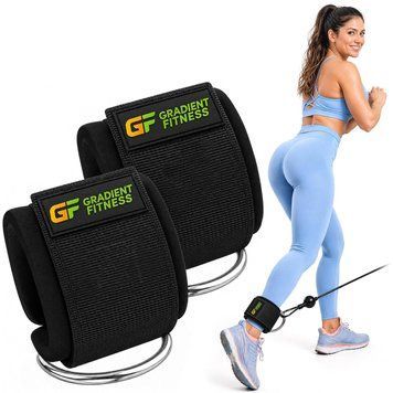 Манжеты на лодыжку для кроссовера с D-кольцом Gradient Fitness Black (44 см, 2 шт.) gradient-black фото