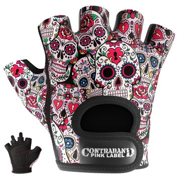 Жіночі рукавички для фітнесу Contraband Pink Label 5237 Sugar Skull Gloves (Білий S) 5237-White-S фото