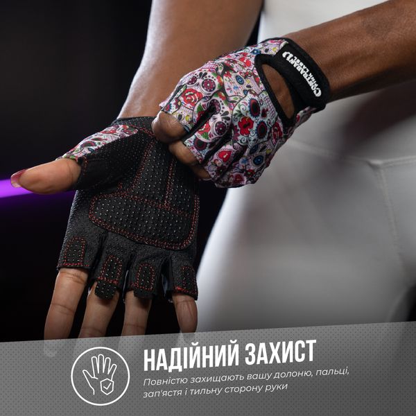 Жіночі рукавички для фітнесу Contraband Pink Label 5237 Sugar Skull Gloves (Білий S) 5237-White-S фото