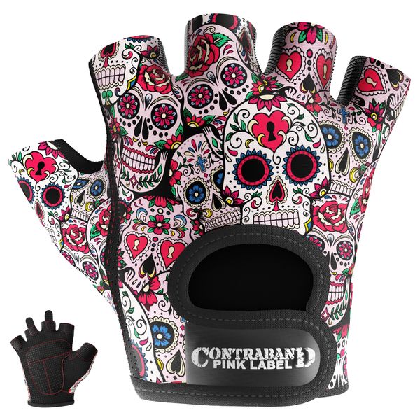 Женские перчатки для фитнеса Contraband Pink Label 5237 Sugar Skull Gloves (Белый S) 5237-White-S фото