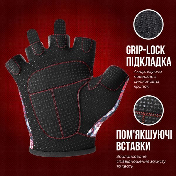Жіночі рукавички для фітнесу Contraband Pink Label 5237 Sugar Skull Gloves (Червоний M) 5237-Red-M фото