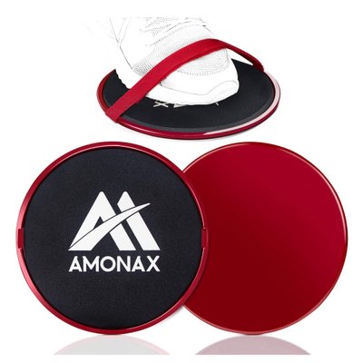 Глайдинг диски (для ковзання) Amonax з комплектом ремінців (2 шт, червоні) amonax_red фото